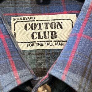 BOULEVARD COTTON CLUB  BIG Tall Man SHIRT SIZE  XLT Blue Plaid USA